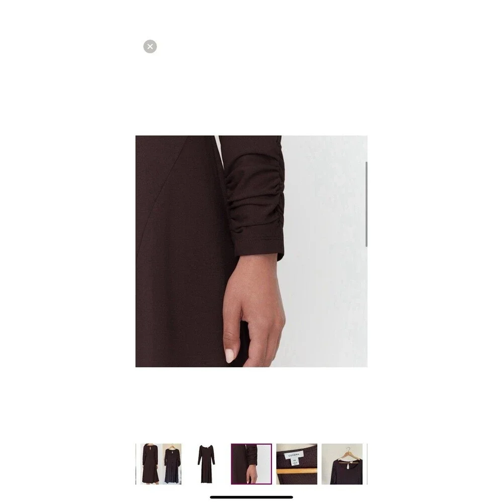 CUYANA Dolman Sleeve Midi Dress Medium Organic Pima Cotton Lagenlook Ruched Cuff - Picture 3 of 15